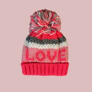Kids Pink Pom-Pom Beanie
